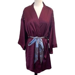 VICTORIA’S SECRET dark maroon and silver satin lace robe in Women’s size M/L